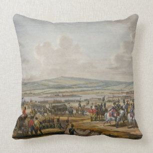 Napoleon, der die Belagerung besucht, arbeitet in Kissen