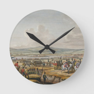 Napoleon, der die Belagerung besucht, arbeitet in Runde Wanduhr