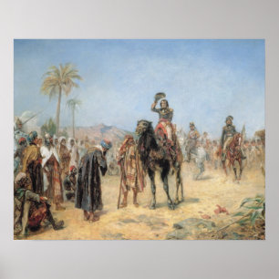 Napoleon, der in einer Ägypter-Oase ankommt (Öl Poster
