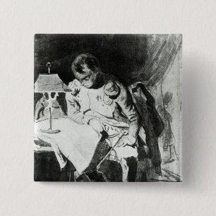 Napoleon, der seine Karten durch Lamplight, c.1800 Button