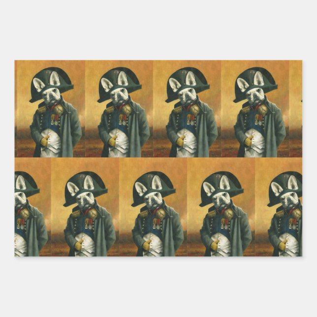 Napoleon French Bulldog Gift Wrapping Paper Geschenkpapier Set (Vorderseite 3)