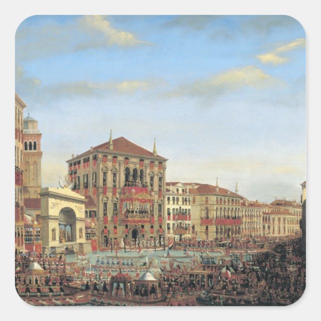 Napoleon I. Präsident einer Regatta in Venedig Quadratischer Aufkleber (Vorderseite)