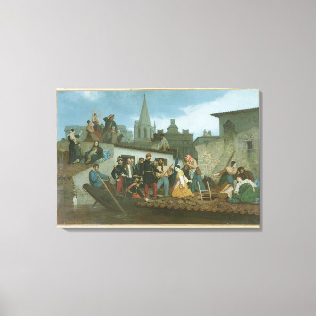 Napoleon III Besuch von Hochwasseropfern Leinwanddruck (Vorderseite)