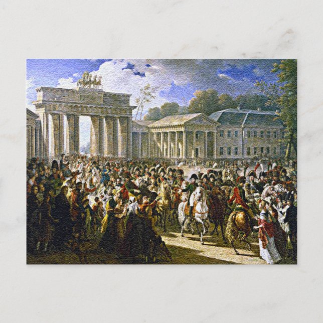 Napoleon in Berlin in der Nähe des Brandenburger T Postkarte (Vorderseite)