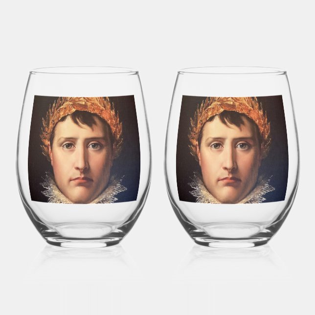 Napoleon Laurel-Wreath Crowned Hero     Weinglas Ohne Stiel (Vorderseite)