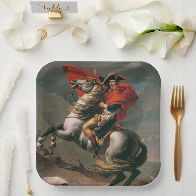 Napoleon mit Pferd, Schlacht am St. Bernard-Pass Pappteller (Hochzeit)