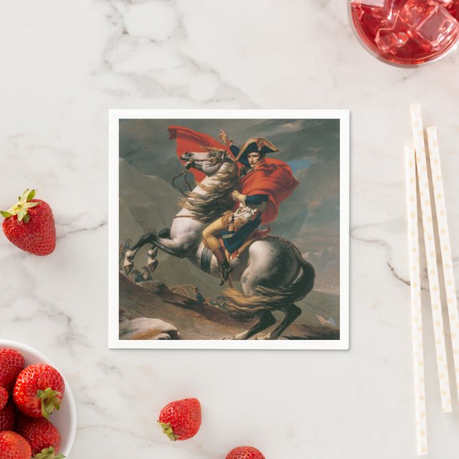 Napoleon mit Pferd, Schlacht am St. Bernard-Pass Serviette (Beispiel)
