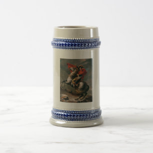 Napoleon mit Pferd, Schlacht am St. Bernhard Pass Bierglas