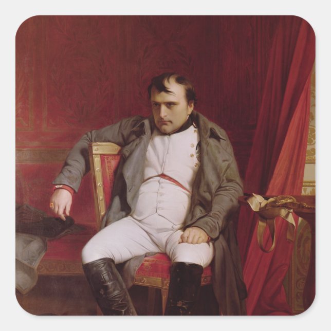 Napoleon nach seiner Abdankung Quadratischer Aufkleber (Vorderseite)