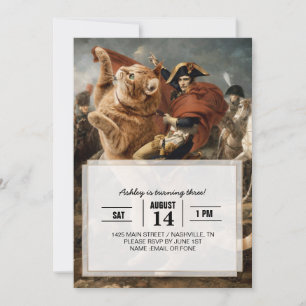 Napoleon reitet riesige Kampkatze                  Einladung