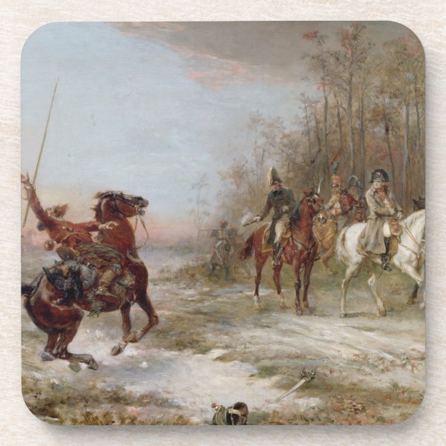 Napoleons Gefahr am Brienne-Le-Chateau, c.1891 (oi Getränkeuntersetzer (Vorderseite)
