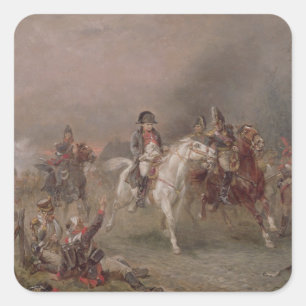Napoleons Rückzug (Öl auf Leinwand) Quadratischer Aufkleber
