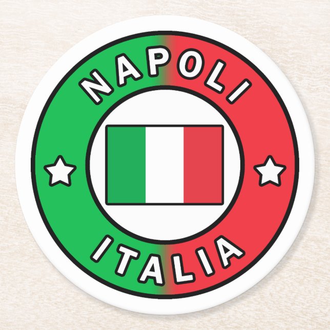 Napoli Italia Runder Pappuntersetzer (Vorderseite)