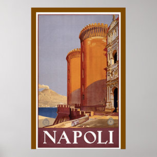 Napoli , Italie Affiche de voyage vintage