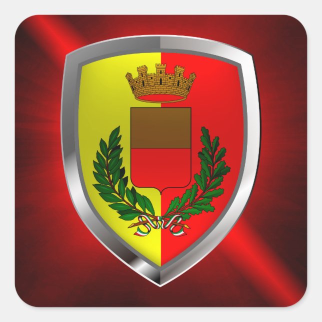 Napoli Mettalic Emblem Quadratischer Aufkleber (Vorderseite)