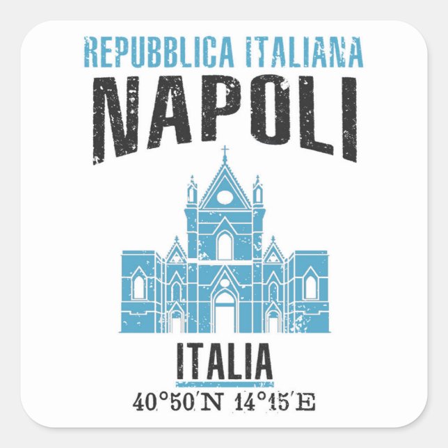 Napoli Quadratischer Aufkleber (Vorderseite)
