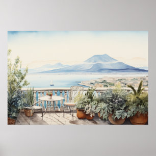 Napoli Serenity: Kunstdrucke digitaler Wasserfarbe Poster