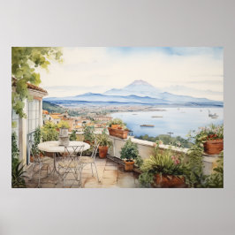 Napoli Serenity: Kunstdrucke digitaler Wasserfarbe Poster