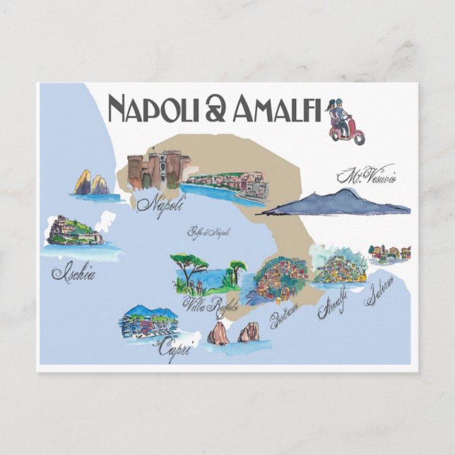 Napoli und Amalfi-Küste in Italien Postkarte (Vorderseite)