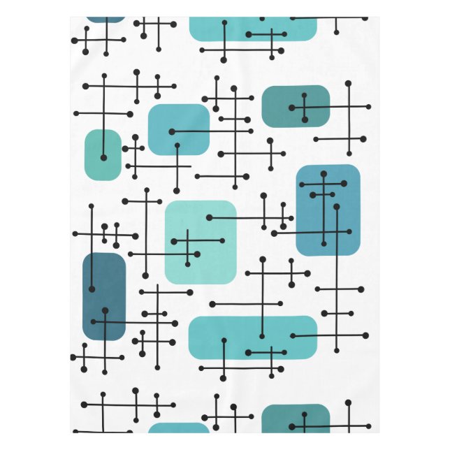 Nappe 1950 Eames Era Art Crosshairs Turquoise (Devant)