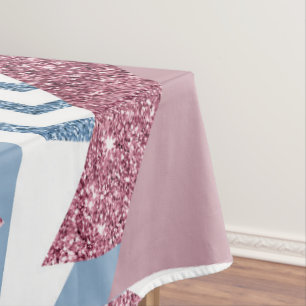 Nappe 80s Abstrait lunaire   Dusty Mauve rose et bleu