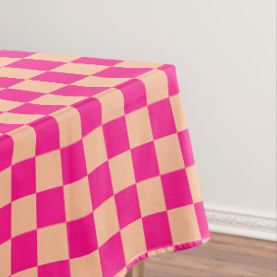 Nappe à damiers carré pêche rose chaud rétro géométrique