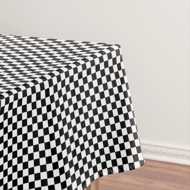 Nappe à damiers-noir et blanc-52x70 COTON TABLECLOTH (In Situ)