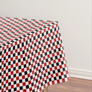 Nappe à damiers-rouge, blanc-noir-52x70 COTON TABLECLOTH