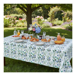 Nappe à fleurs sauvages aquarelle bleu vert