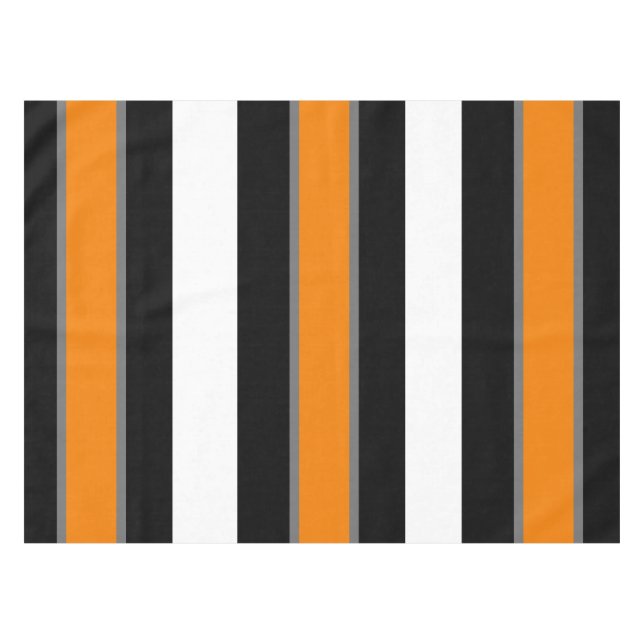 Nappe à rayures blanc-gris-orange et noir (Devant (Horizontal))