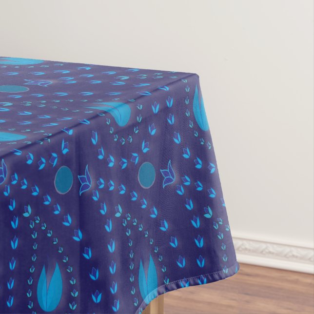 Nappe Abstrait bleu foncé Paisley Tulip motif floral (In Situ)
