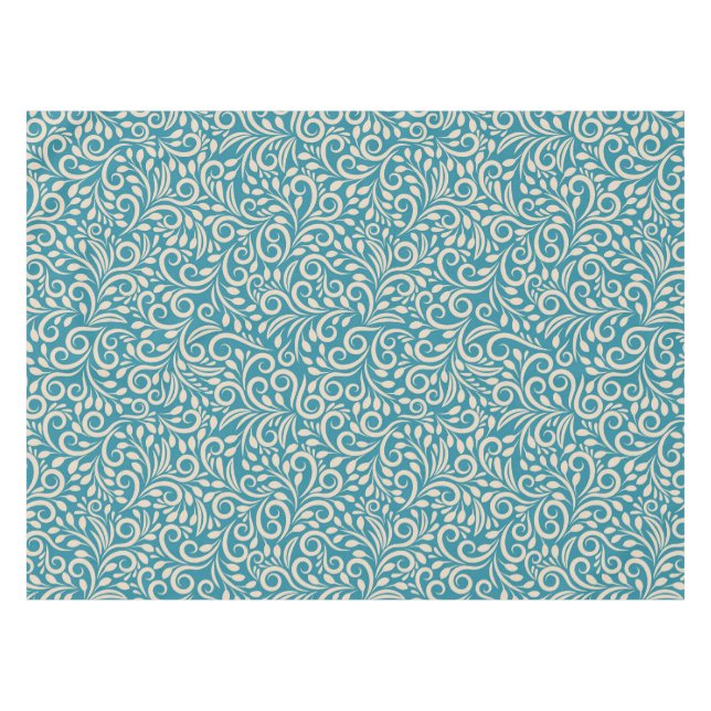 Nappe Abstrait cyan foncé fleuri motif (Devant (Horizontal))