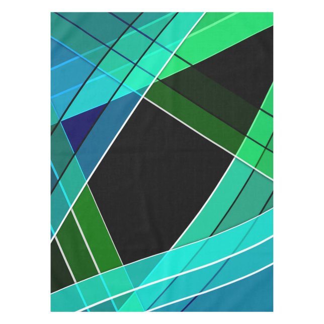 Nappe Abstrait, géométrique, vert, bleu, noir (Devant)