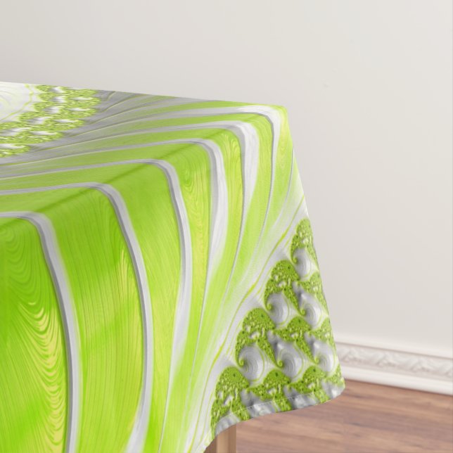 Nappe Abstrait Moderne Lime Green Spiral Fractal (In Situ)