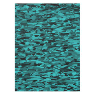 Nappe Abstrait Motif Turquoise Noir