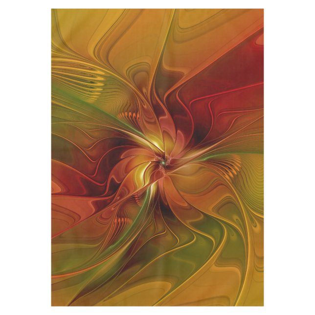 Nappe Abstrait Rouge Orange Brown Vert Fractal Art Flowe (Devant)