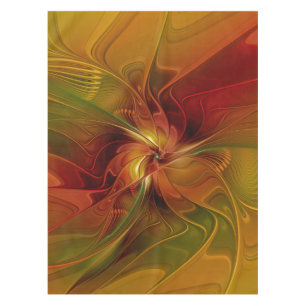 Nappe Abstrait Rouge Orange Brown Vert Fractal Art Flowe