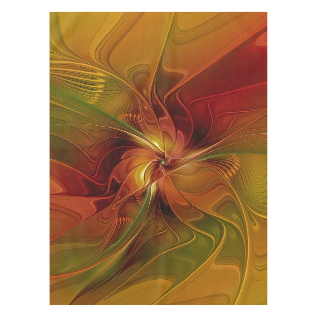 Nappe Abstrait Rouge Orange Brown Vert Fractal Art Flowe (Devant)