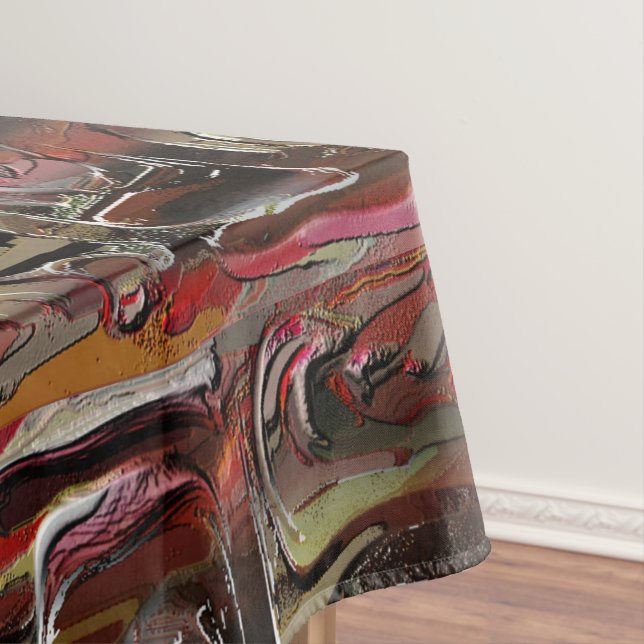 Nappe Abstrait sculpté en acajou et rouge foncé (In Situ)