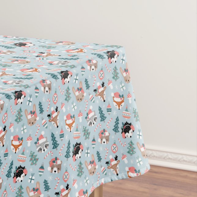 Nappe Adorable Bois Noël Animal Visages Motif (In Situ)