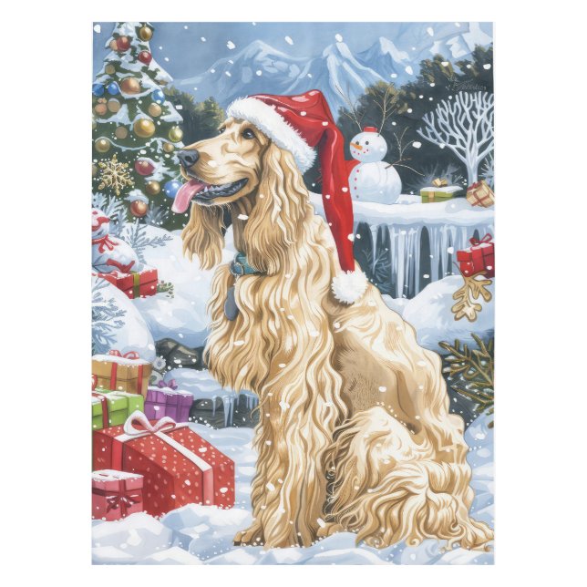 Nappe Afghan Hound Dog Winter Wonderland Noël Joie (Devant)