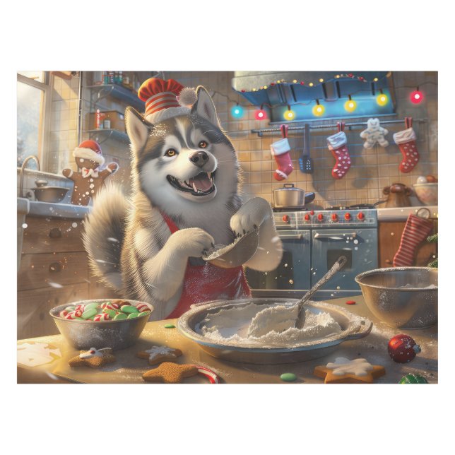 Nappe Alaskan Malamute : Noël festif (Devant (Horizontal))