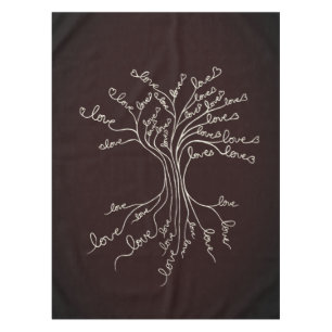 Nappe Amour Arbre de Vie Nature Coeurs Brown Cute Rustiq