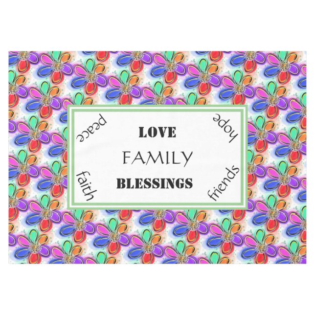 Nappe Amour Famille Été Artsy Aquarelle Fleurs (Devant (Horizontal))