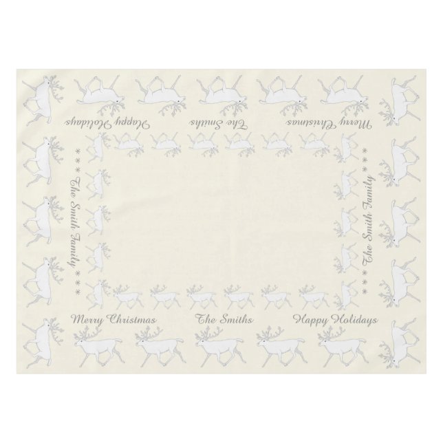 Nappe Amusement blanc de vacances de Noël de renne de (Devant (Horizontal))