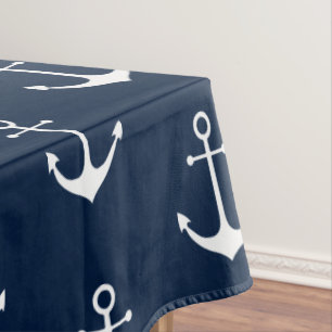 Nappe Ancrage nautique bleu marine bleu blanc motif mign