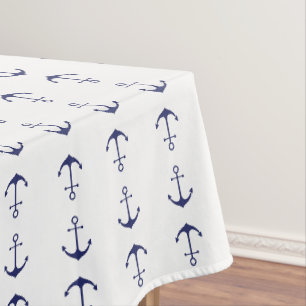 Nappe Ancrage nautique marine bleu & blanc motif moderne
