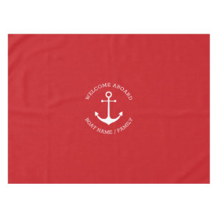 Nappe Ancrage nautique rouge Nom personnalisé Bienvenue
