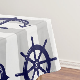 Nappe Ancre bleu marine roue de bateau rayé gris Nautica