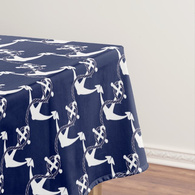 Nappe Ancre W/Rope de bleu marine sur le blanc (In Situ)